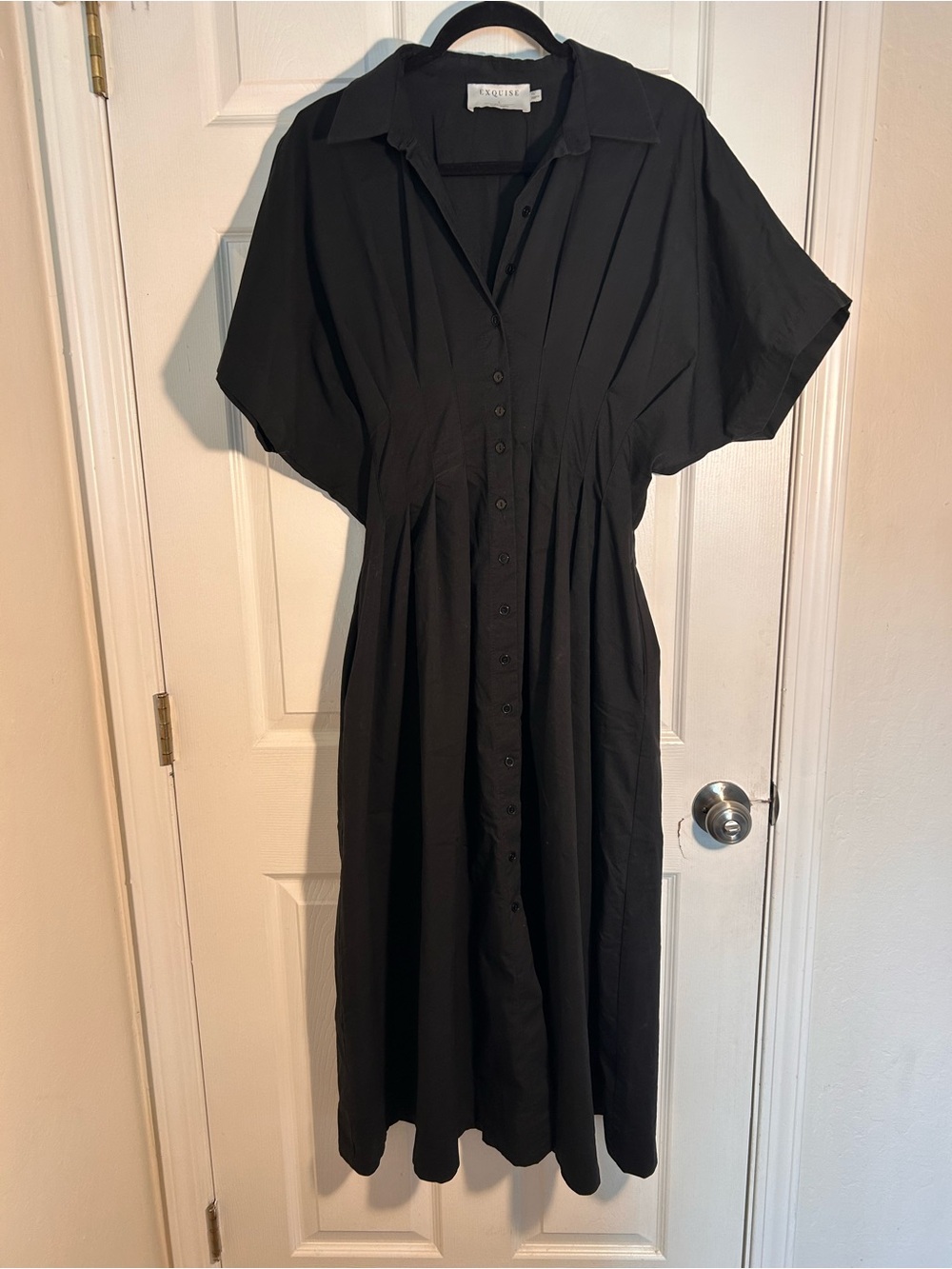 Anthropologie Black Button-Front Maxi Dress